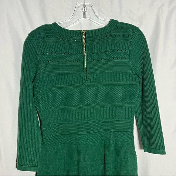 Vintage Eliza J Knit Colorblock Green Grey Long Sleeve Dress M - Picture 4 of 10